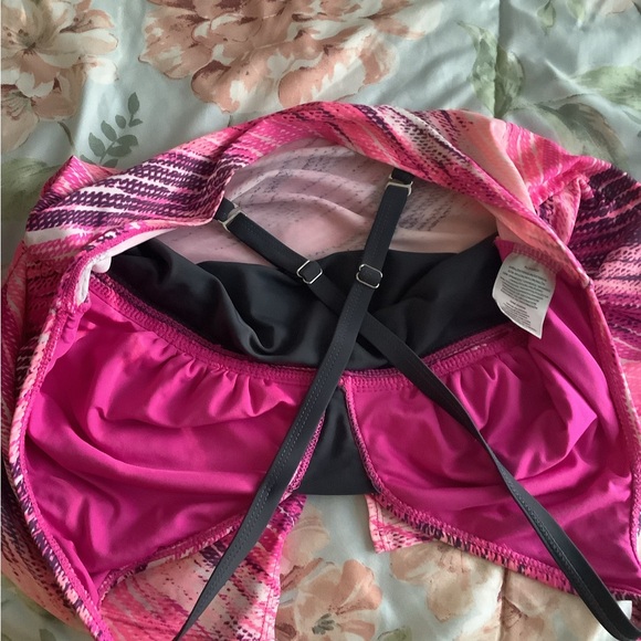 Tankini dark gray & pink opens in front adjustable straps size XL box 500 - Picture 9 of 10